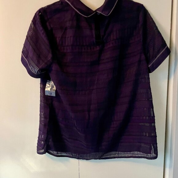 Modcloth Purple Sheer Short Sleeve Blouse Size Large - Picture 3 of 4